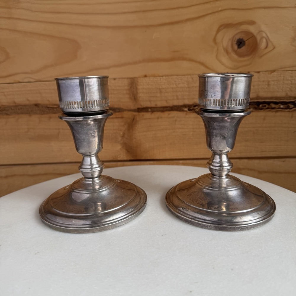 Frank M Whiting Weighted Hollowware‎ Sterling Silver Candlesticks Set 620 Grams